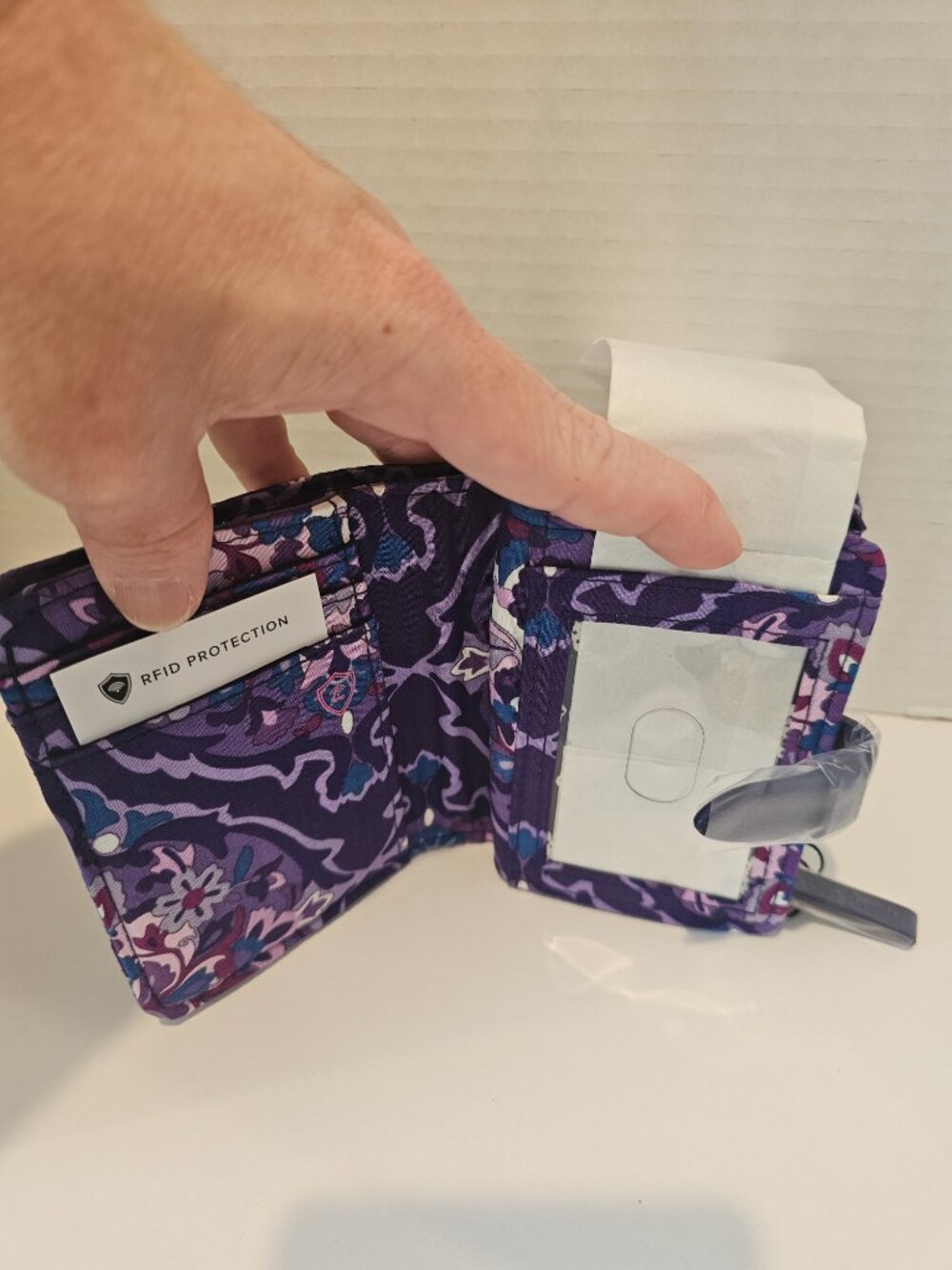 NWT Vera Bradley Iconic RFID Small Wallet Regal Rosette Purple Paisley White - Picture 5 of 8
